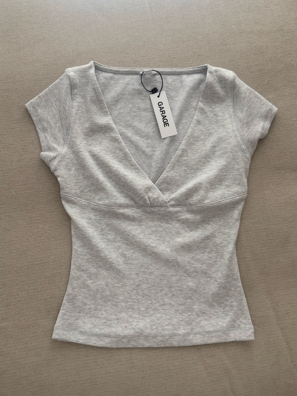 Garage Light Gray V-Neck Short Sleeve Tee